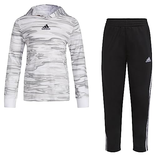Image of adidas Boys 2-piece Long Sleeve Hooded Printed Tee & Pant Set