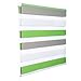 Produktbild WOLTU DR5615m6 Doppelrollo, Duo Rollo Klemmfix ohne Bohren, Seitenzugrollo Easyfix, lichtdurchlässig und verdunkelnd, Weiss+Grün+Grau, 75x150cm