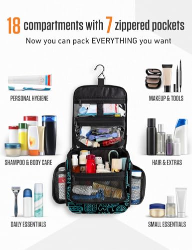 Image of VENTURE 4TH Hanging Travel Toiletry Bag, 17 Compartments - Surfing Vibes