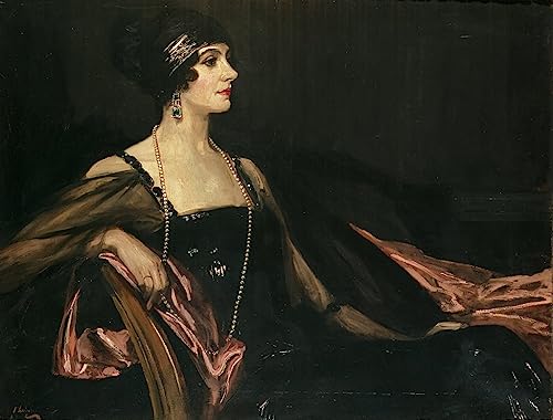Tableau une dame en noir affiche vintage Lavery pour décoration chambre chic