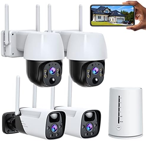 CAMCAMP 4MP Battery Powered Wireless Security Camera System Outdoor 100% Wire-Free, 2-Way Audio, Color Night Vision, PIR Motion Detection, IP66 Waterproof, SD/Cloud Storage, No Monthly Fee, 4-Cam Kits