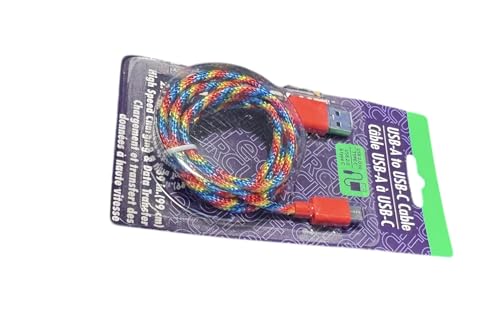 E.Circuit USB-A to USB-C Cable, Multicolor Braided, 2.1A High Speed Charging and Data Transfer, 39 in. image 5