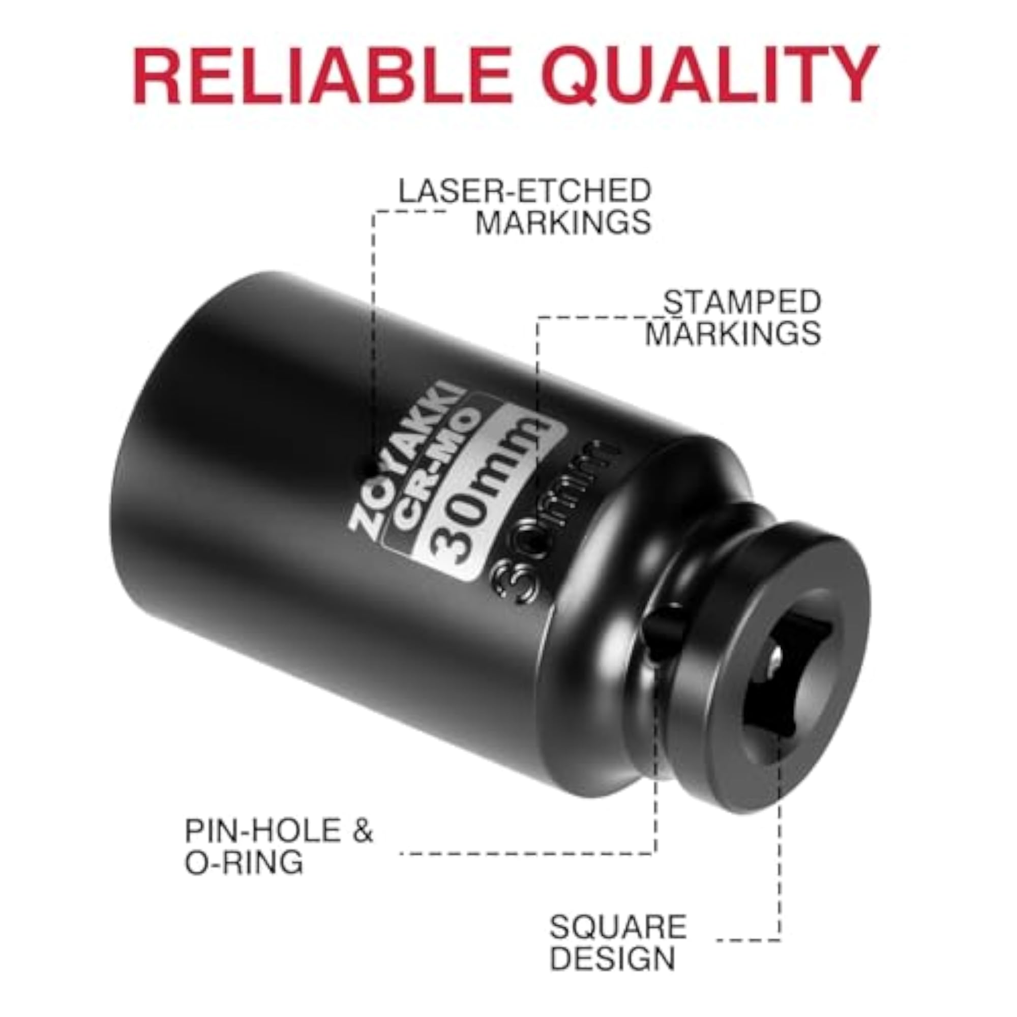 1/2 Drive Deep 6 Pt CR-MO Metric Impact Socket