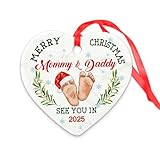 MUCHNEE New Parents Christmas Ornament 2024, See You in 2025, First Christmas as a Family of 3, New Mommy & Daddy Gift, Gifts for Expecting Parents Mom to be, Pregnancy Ornament for Parents to be