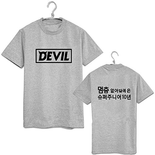 mainlead Kpop Super Junior SJ Devil Donghae Eunhyuk T-Shirt (Gray, XXL)