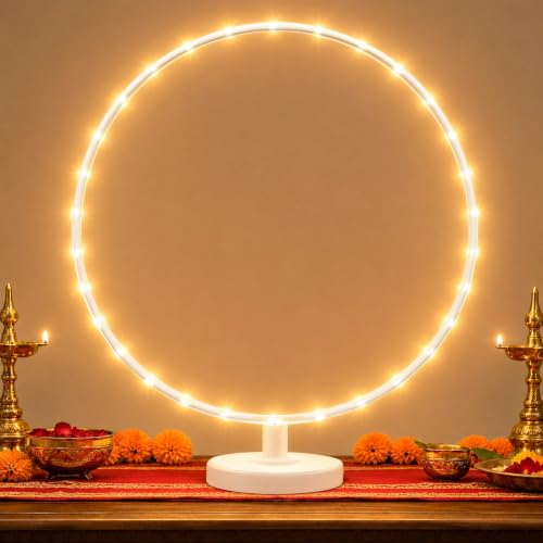 Image of SpecialYou Ganpati Decoration Setup for Home with Round Backdrop Stand for Decor with Lotus Hangings | Ganpati Decoration Stand for Home | Ganapati Decorations Item (Yellow Curtain, 7)