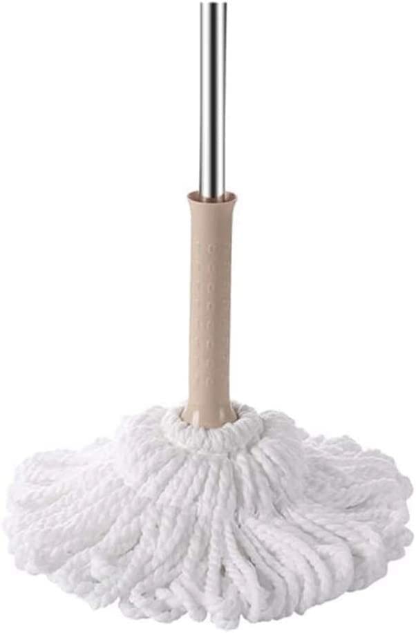 Balai à franges en microfibre marron avec manche inox pour lavage sol