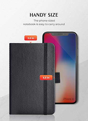 AISBUGUR 2 Stück Notizbuch A6 kleine Pocket Notizbuch 9 x 14 cm, Exekutive Hardcover Insgesamt 320 Seiten Dickes Papier Mit Innentaschen Mini Notizbücher (Schwarz)