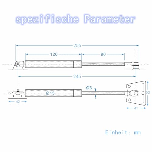 Vencede 2 Stück Gasfeder, Pneumatischer Dämpfer, 40N/8.82Ib/4kg, Deckelstütz Hydraulikfeder Gasfeder Möbel Klappenbeschlag Hydraulische Gasfeder