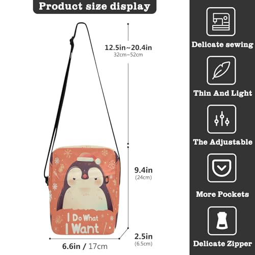Cartoon Penguin Orange messenger bag for women crossbody crossbody bag women's crossbody handbags Adjustable Strap for work School3