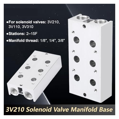 Bloc collecteur de vanne solénoïde en aluminium PT3/8 - 4