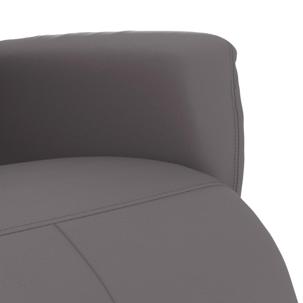 Fotel relaksacyjny z podnóżkiem, szary, sztuczna skóra, regulowany, obrotowy, z funkcją leżenia i podłokietnikami, ergonomiczny, wygodny do salonu, biura, kącika do czytania, kominka