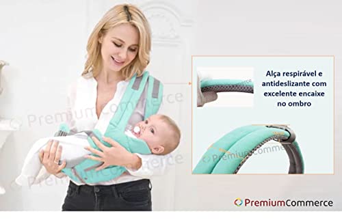 Bolsa canguru ergonômico bebê verde mamãe 12 posições 3 em 1