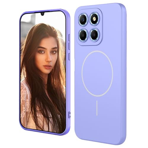 HAOYE Funda Magnética para Huawei Honor X8 5G / X6 / Honor 70 Lite Compatible con MagSafe, Carcasa de Silicona Líquida con Forro de Microfibra, Bumper Antigolpes - Púrpura