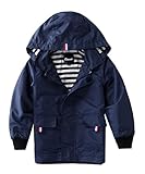Hiheart Boys Waterproof Hooded Jackets Cotton Lined Rain Jackets Dark Navy 3T