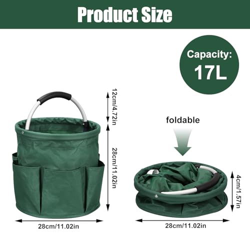 Putzmittel Organizer, 17L Universal Reinigungs Caddy, Tragbare Putzmittel Aufbewahrung mit Griff und 6 Tasche, Faltbarer Putztasche Pferd Reinigungstasche für Garten, Badezimmer, Auto (Grün)
