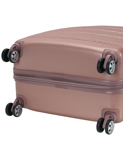Image of Rockland Melbourne Hardside Expandable Spinner Wheel Luggage, Checked Large 28 inch, Rose Gold