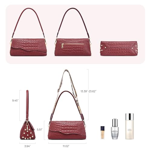 Image of BOYATU Genuine Leather Shoulder Bag Women: Handmade Crocodile Pattern Purse