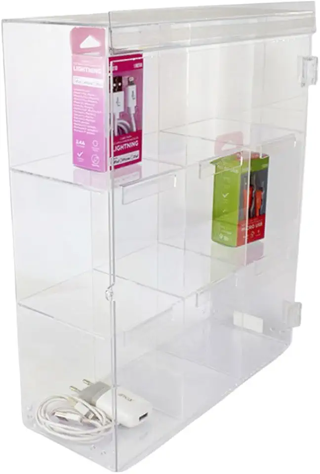 Genérico - Expositor Vertical em Acrílico para Acessórios de Celular - 9 Divisórias - 30cm x 37cm x 11,5cm
