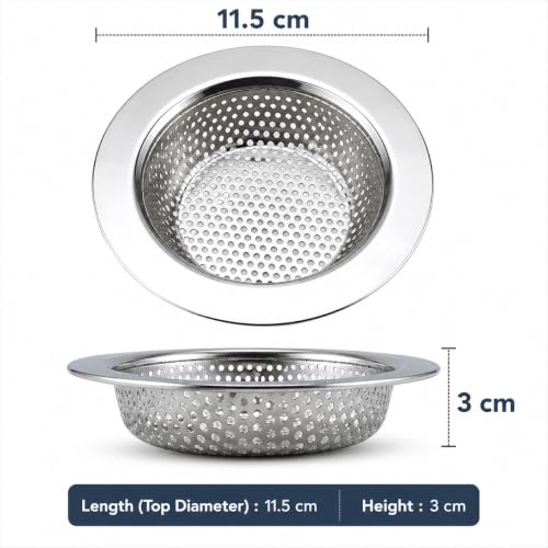 Image of Stainless Steel Fine Mesh Sink Strainer | 11.5 cm Kitchen Drain Filter | Extra Fine Food Waste Catcher | Rust Proof & Easy to Clean
