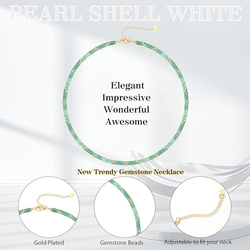 Choker Necklace for Women, Beaded Necklaces for Women Stocking Stuffers for Teens Teen Girl Gifts Gifts for Her Adjustable 14k Gold Gemstone Summer Anniversary Birthday Christmas Jewelry