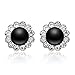Black Erxtra Large Faux Pearl Clip on Earrings Antique Cute Flower Earrings for Women