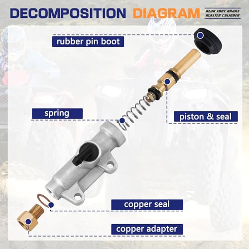 Rear Brake Master Cylinder for Polaris Sportsman 500 400 700 335 Scrambler 400 500 TrailBlazer 250 330 Trail Boss 325 330 Magnum 325 330 500 Parts #1911113 1910790 1910301