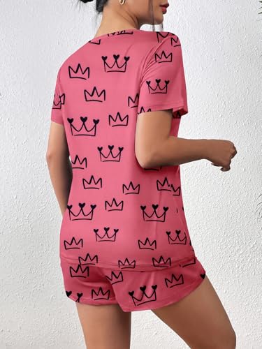 Image of Ekouaer Women's Pajama Sets Short Sleeve Pjs 2 Piece Top and Shorts Sleepwear Comfy Soft Lounge Sets with Pockets