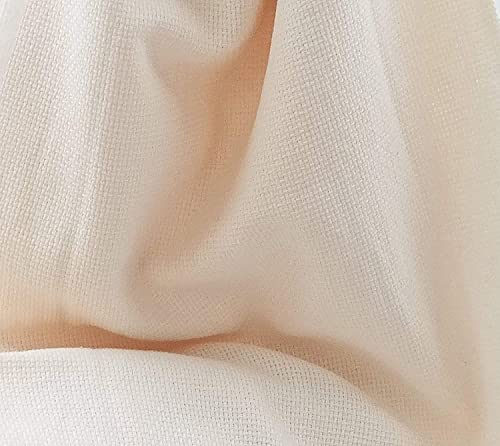 Image of M Fabrics 3 Meters Cream Aida Matty Fabric 8 Count 34 Inch Width | Cotton Cross Stitch Embroidery Cloth Soft Needlework Fabric for Cushion Covers Table Covers Craft Sewing - 3 Meters Cream