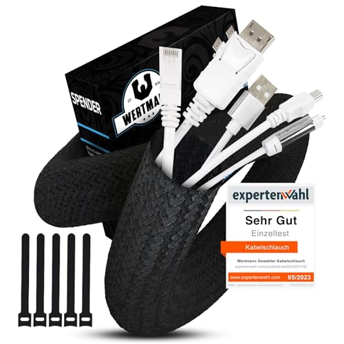 Wertmann gewebter Kabelschlauch schwarz [3m] inkl...