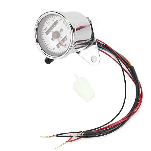 Akozon Contachilometri Contachilometri Moto Vintage in Acciaio con Indicatore di Direzione e Indicatore Fari - Display a LED 12V per Letture Accurate