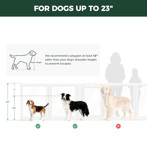 Image of FXW AuraSpace Acrylic Dog Playpen with Fence-to-Wall Anchors, 35 inchH, 8-Panel