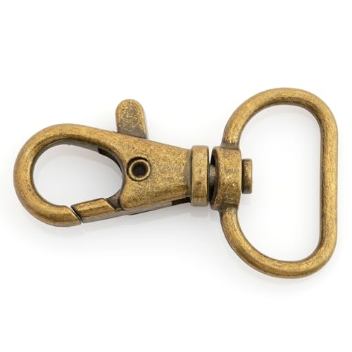 CRAFTMEMORE 3/4 Inch Trigger Snap Hooks Classic Swivel Lobster Claw Clasps Purse Lanyard Clip 20 Pack CSPS (Antique Brass)