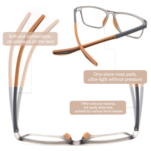 Jixgien 2 Pack Reading Glasses For Men,Sports Style Blue Light Blocking Readers With Anti Glare Filter Lightweight Eyeglasses thumb #4