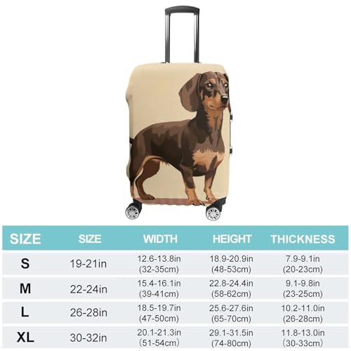 Flat Style Dachshund Travel Luggage Cover Elastic Washable Suitcase Cover Dustproof Anti-Scratch Suitcase Protector Fits 19-32 Inch Luggage, L2