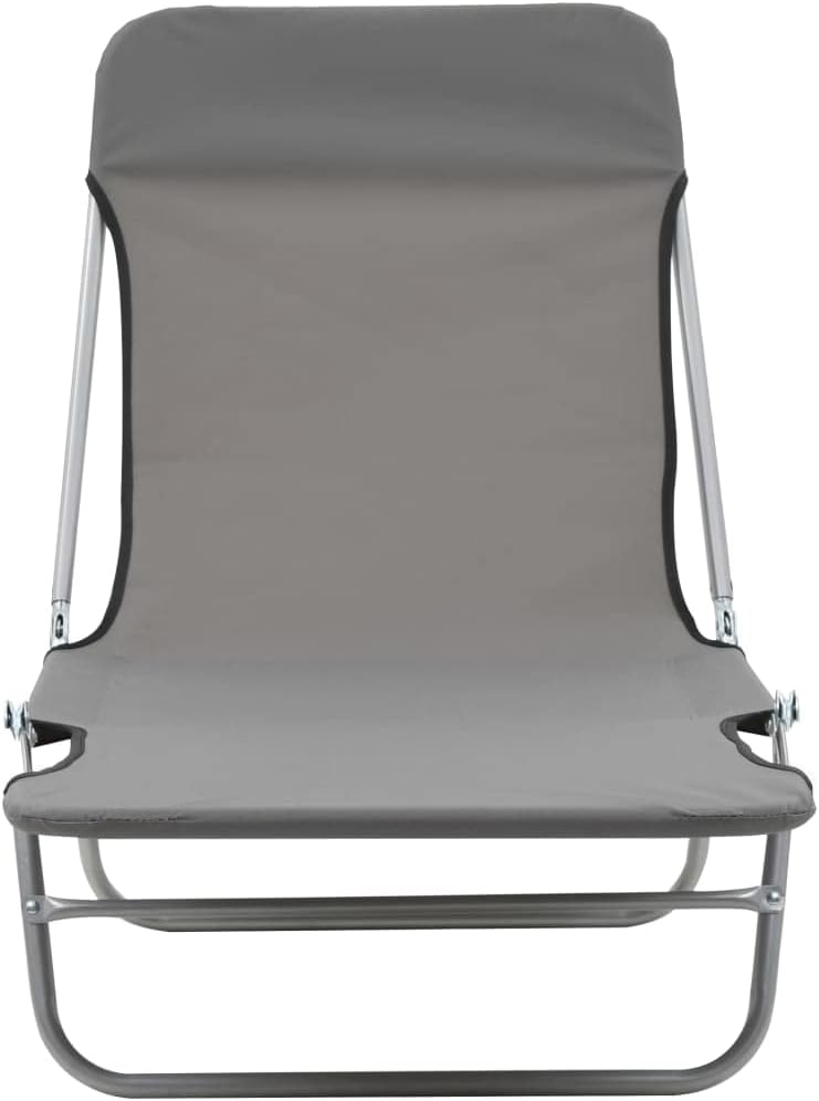 Portable Chaise Lounge Chair, Lawn Chairs,Folding Sun Loungers,Beach Lounge Chair,Patio Sun Tanning, 2 pcs Steel and Fabric Gray