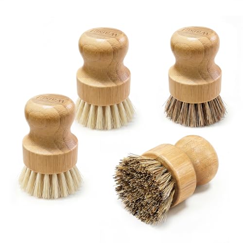 Bamboo Dish Brush Set (4 Pack Plastic-Free)