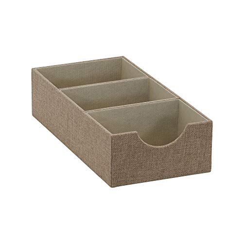 Image of Household Essentials Brown 722-1 Deep 3 Section Drawer Organizer Box for Storage | 12 in x 6.13 in x 3.13