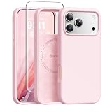 GONEZ Magnetic for iPhone 17 Pro Case, [Compatible with MagSafe] Anti-Scratch Microfiber Lining & Screen Protector, Silicone Camera Control, Shockproof Slim Phone Cover 6.3 inch, Pastel Pink