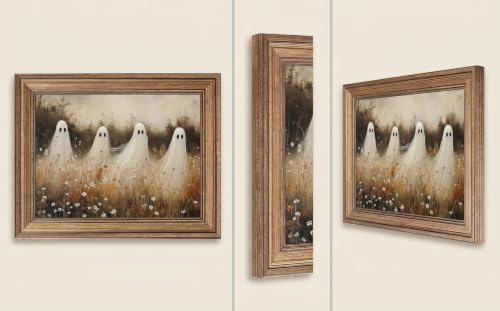 NITERNY ART Framed Vintage Halloween Canvas Wall Art, Funny Cute Ghosts in Wildflower Meadow Painting Print, Rustic Spooky Fall Aesthetic Decor for Living Room, Bedroom, Farmhouse Home, Ready to Hang (12"L x 9.5"W) - image 6