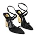 CAGLGLZ Wedge Sandals for Women Strappy Wedge Heels Pointed Open Toe Heeled Sandals Buckle Ankle Strap Heels Sexy Wedding Dress Shoes(black gold,7.5)
