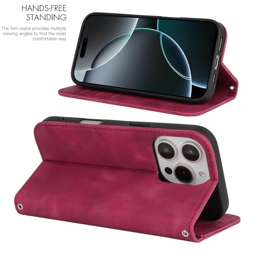 Jaorty Case for iPhone 16 Pro Wallet with Wrist Strap,Matte Burgundy - image 7