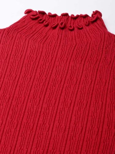Image of SHOWOFFFF Women Solid Bodycon Casual Dress | High Neck Half Sleeves Knitted Dress for Womens | Above Knee Dress for Women's