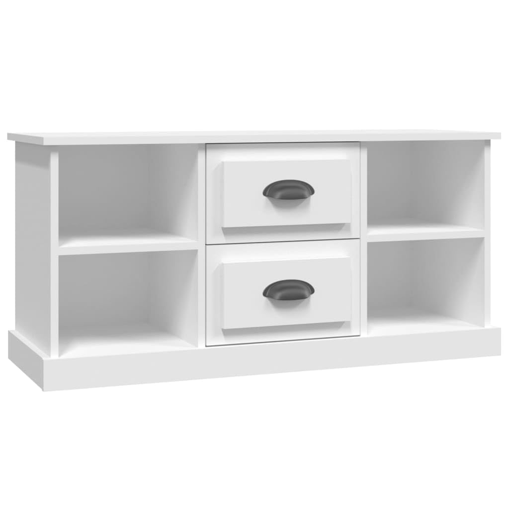 vidaXL TV Cabinet in White – Modern Style Living Room/Bedroom TV Stand, Ample Storage with Drawers, Durable Engineered Wood Construction, Easy Assembly