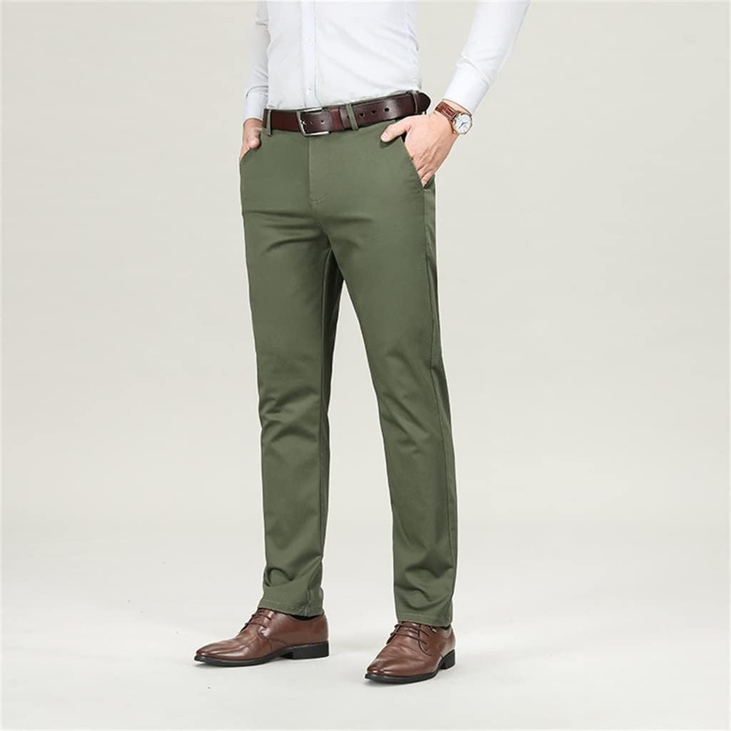 Army Green Men's Trousers Elastic Formal Fit Men's Oversize Straight Business Pants