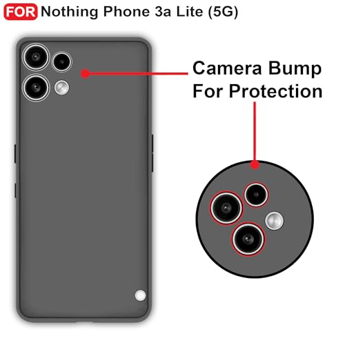 Image of CEDO Back Cover for Nothing Phone 3a Lite (5G) | Camera Bump Protection & Inner Velvet Fabric Lining | Ultra Slim Matte Soft Rubberised Case Cover (Black)