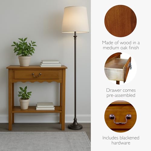 Image of Leick Home Wave Console Table, 28 inch, Medium Oak