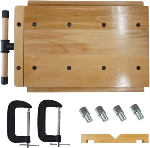 Banco de trabajo portátil de madera, banco de mesa de trabajo, tornillo de banco duro de escritorio, con 4 perros de banco y clips de 2 G, banco de mesa ajustable para carpintería, corte de grabado