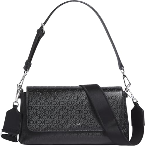 Calvin Klein Damen Crossbody Bag Tasche Must Straps mit Logo-Print, Schwarz (Black), Einheitsgröße