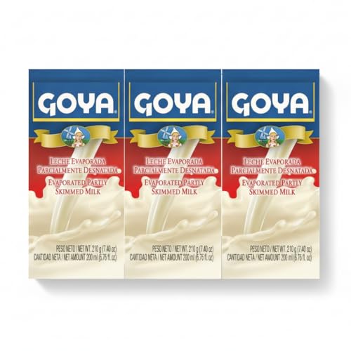 Leche Evaporada Parcialmente Desnatada - Pack de 3 Unidades (3 x 210g) - Ideal para Repostería, Salsas y Café - GOYA - Textura Cremosa y Versátil para Cocinar - NEXU